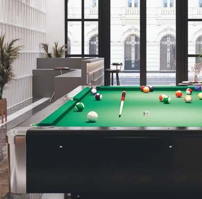 The game zone with its billiards table