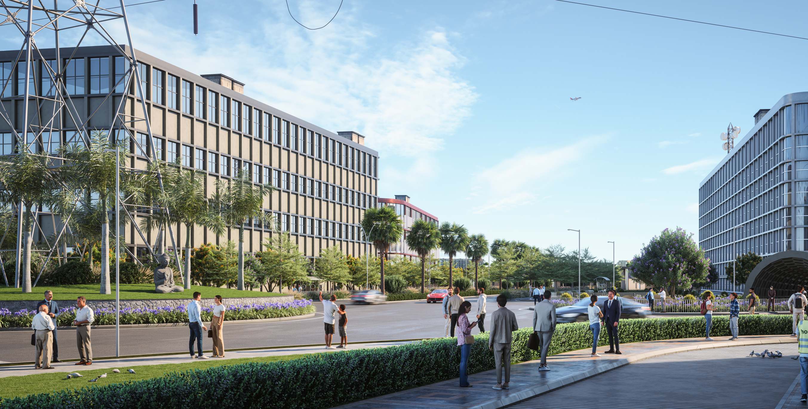 Commercial and workspace zones at the Highlands entry